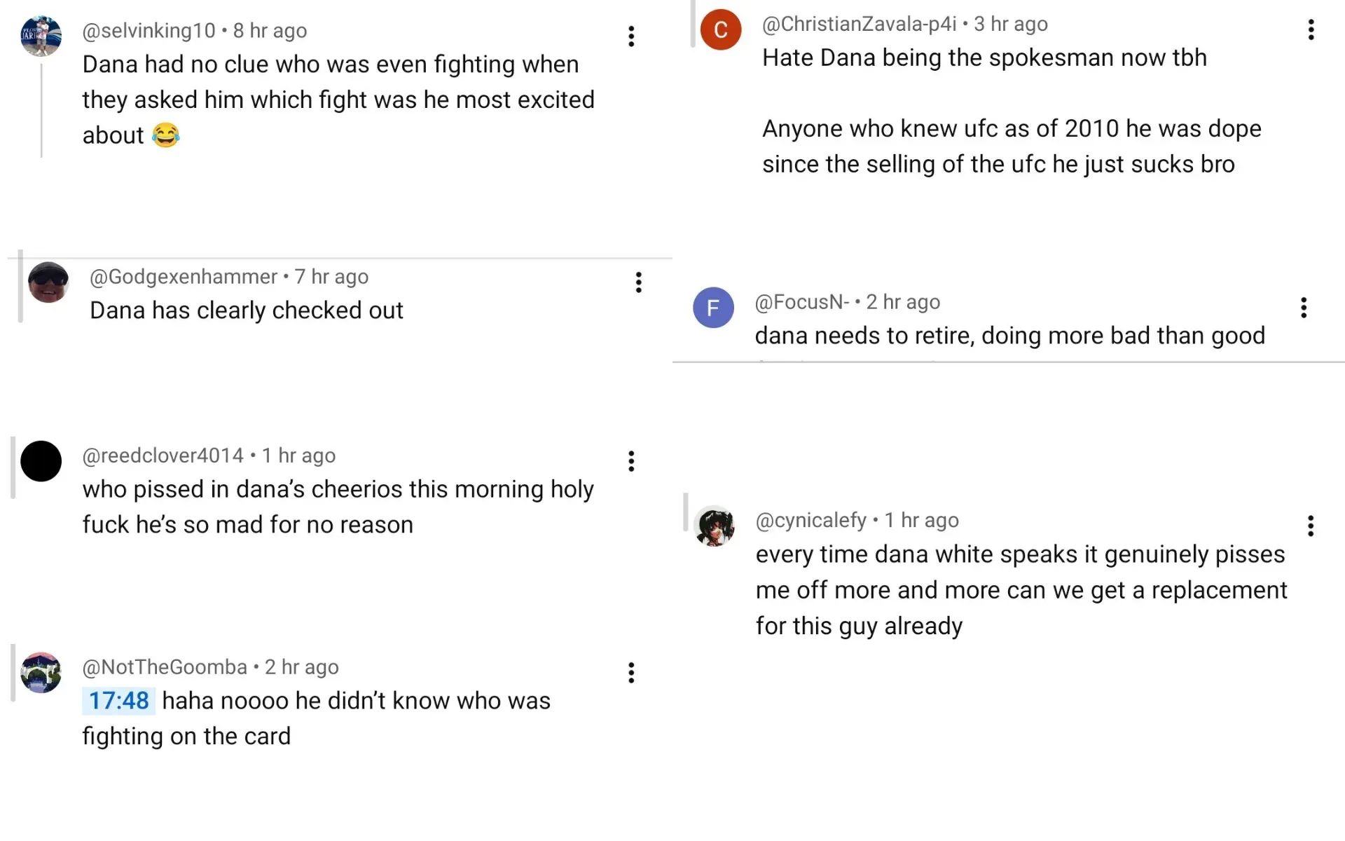 Dana White UFC Belgrade fan reactions screengrabs